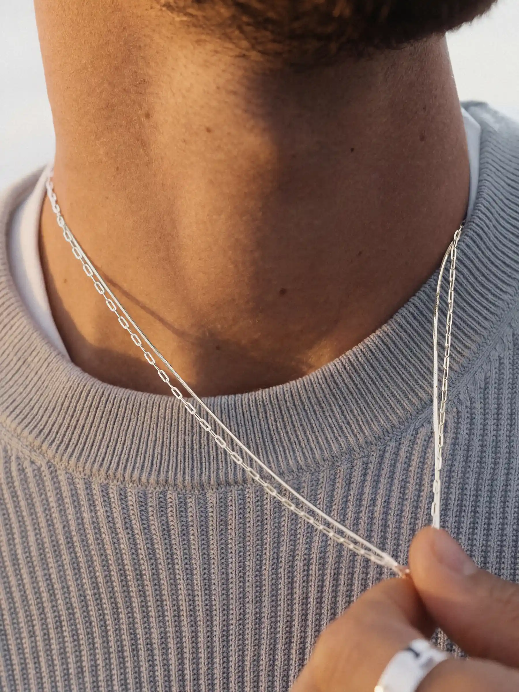 OCTAGON CHAIN NECKLACE IN SILVER - Image 3
